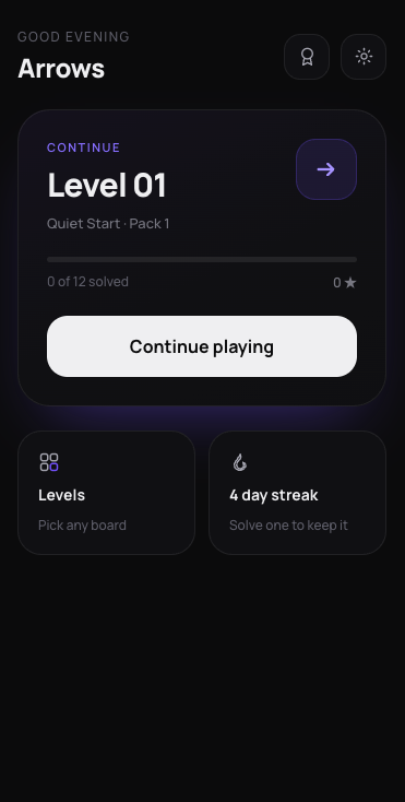 Arrows home screen